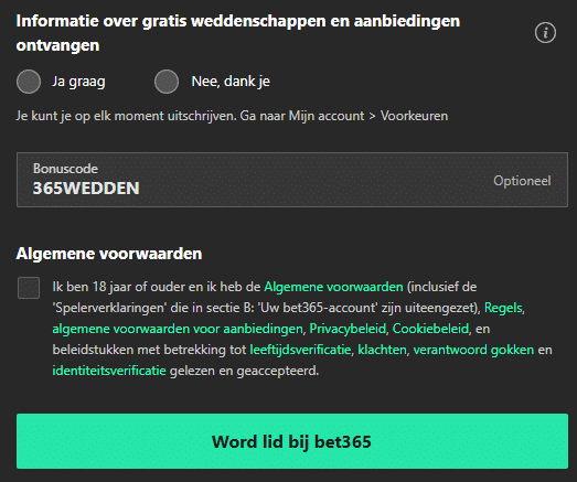 bet365 bonuscode nederland